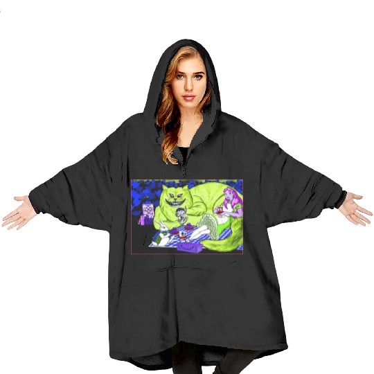 Alice in Picnic land Black (Light Version) Blanket Hoodies