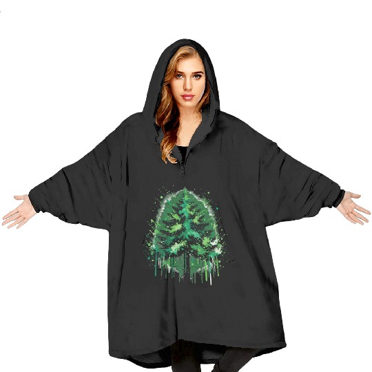 Emerald Forest Drip Art Inspired Design Blanket Hoodies