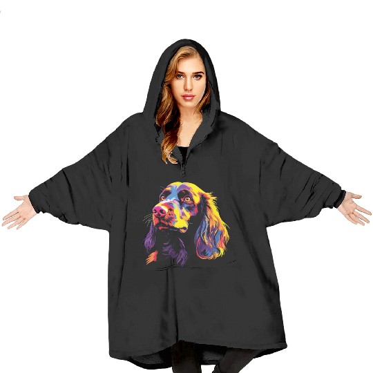 Watercolor Colorful Boykin Spaniel Blanket Hoodies