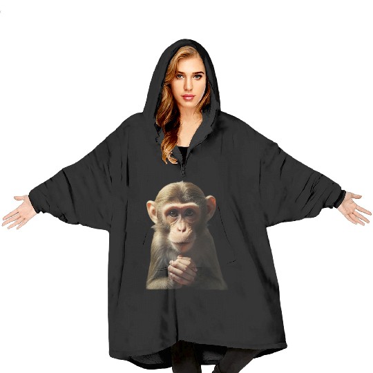 Productivity Unleashed: The Working Monkey Blanket Hoodies