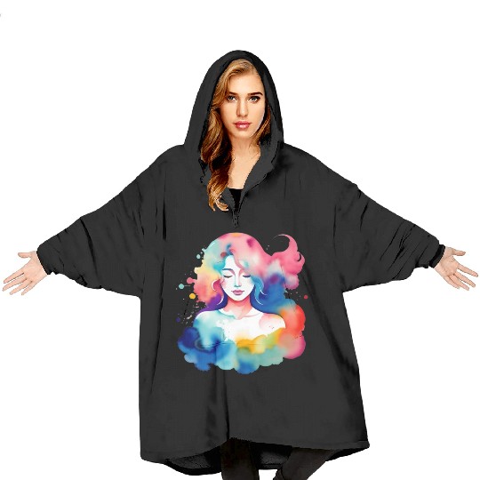 Color splash zodiac: Virgo Blanket Hoodies