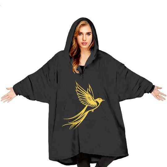 Golden Sparrow Bird Design Blanket Hoodies