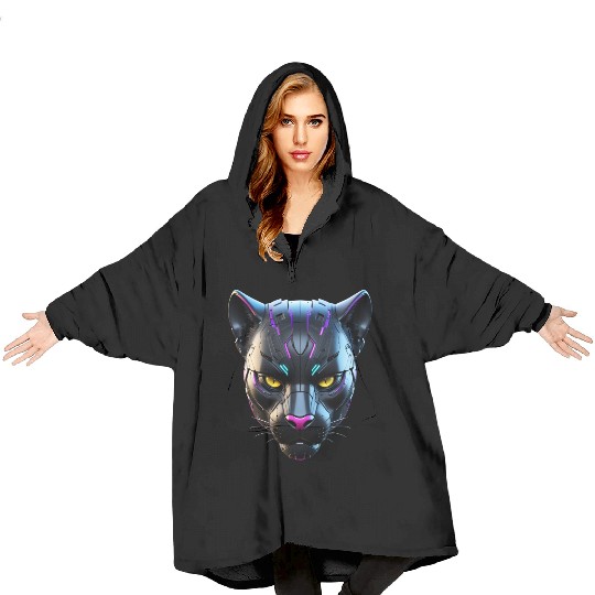 Robot Black Panther Blanket Hoodies