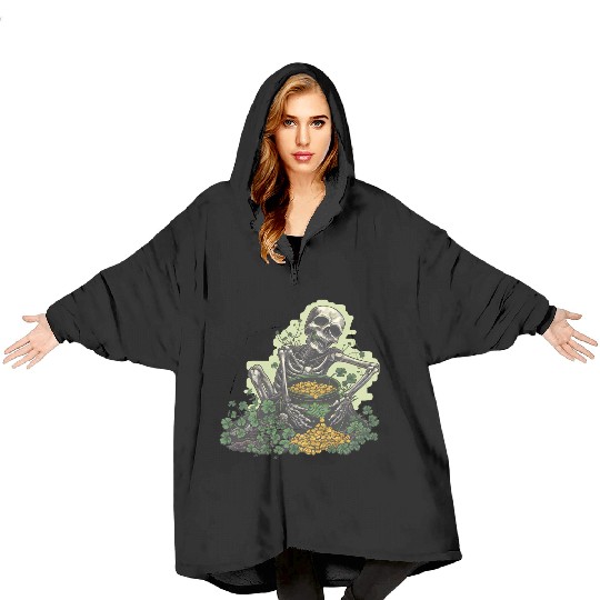 St Patricks Skeleton Pot of Gold Blanket Hoodies