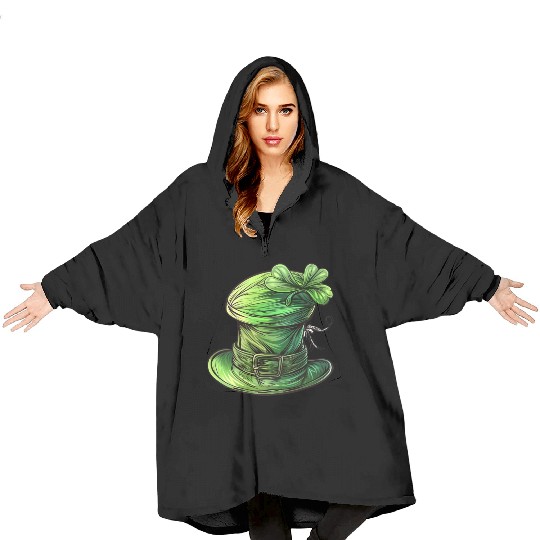 St Patrick Irish Green Hat Blanket Hoodies