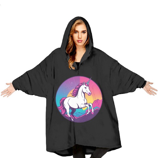 Synthwave Unicorn 1 Blanket Hoodies