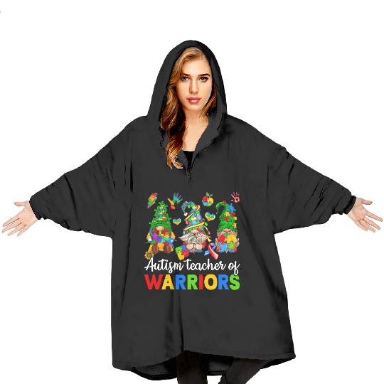 Autism Teacher Of Warriors Gnomes Blanket Hoodies