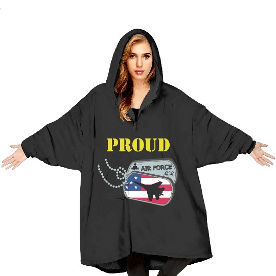 Proud Air Force Mom Blanket Hoodies