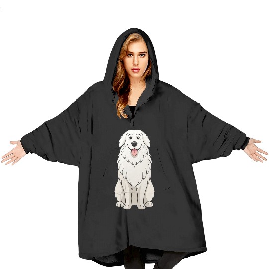 Serene Great Pyrenees Mom - Funny Art Print Blanket Hoodies