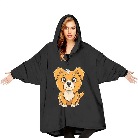 Curious Tibetan Spaniel Digital Art Blanket Hoodies