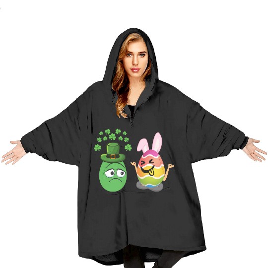 Easter Meets St. Patrick's A Festive Holiday Fusio Blanket Hoodies