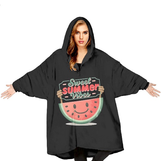 "Summer Joy: Smiling Watermelon" Blanket Hoodies