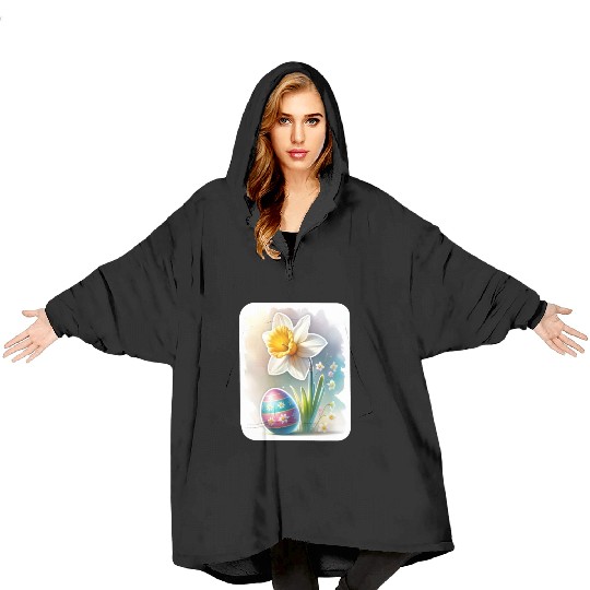 A Beautiful Daffodil With an Easter Egg Blanket Hoodies