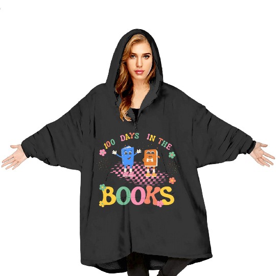 100 Days in the Books Reading Teacher Blanket Hoodies