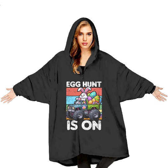 EGG HUNT IS ON EASTER Blanket Hoodies