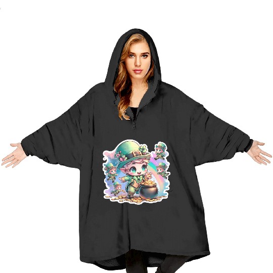 Saint Patrick's Day Chibi Leprechauns Blanket Hoodies