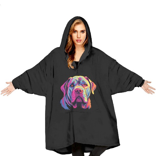 Watercolor Colorful Neapolitan Mastiff Blanket Hoodies