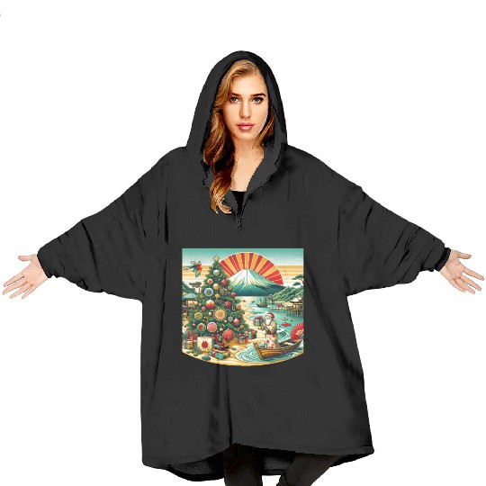 Japanese Style Christmas in July Blanket Hoodies