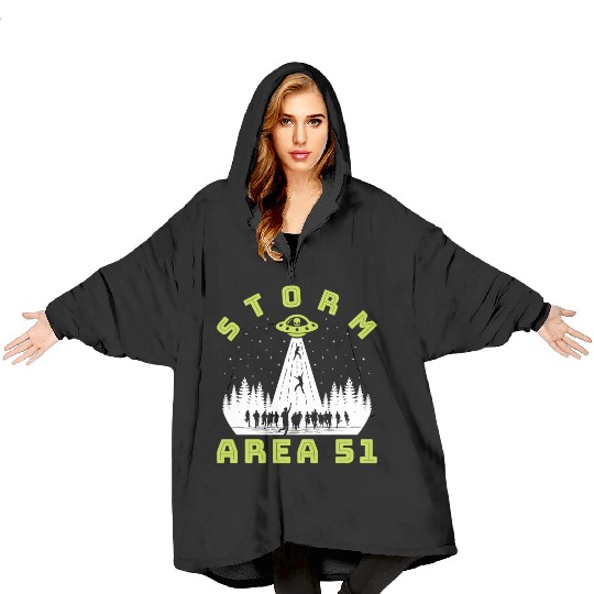 Alien Hunter Storm Area 51 Meme Blanket Hoodies