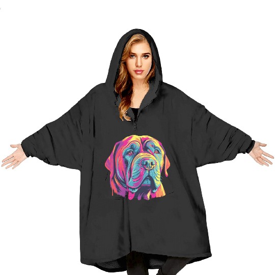 Watercolor Colorful Neapolitan Mastiff Blanket Hoodies