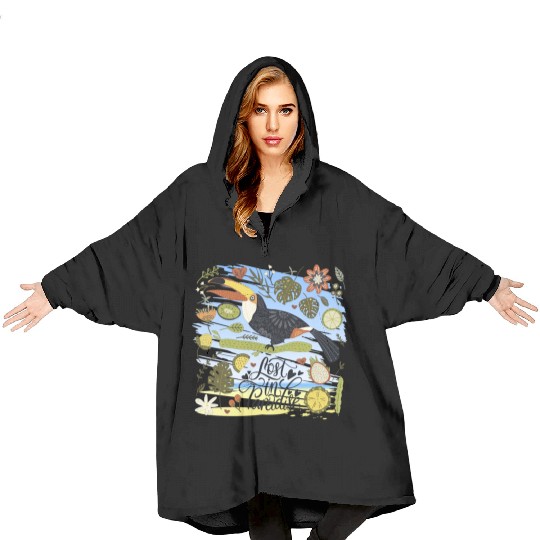 Art Unique Lost in Paradise - Bird Parrot Cartoon Blanket Hoodies