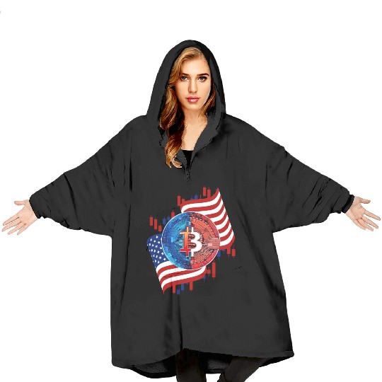 American Flag Bitcoin Crypto Currency Trading Blanket Hoodies