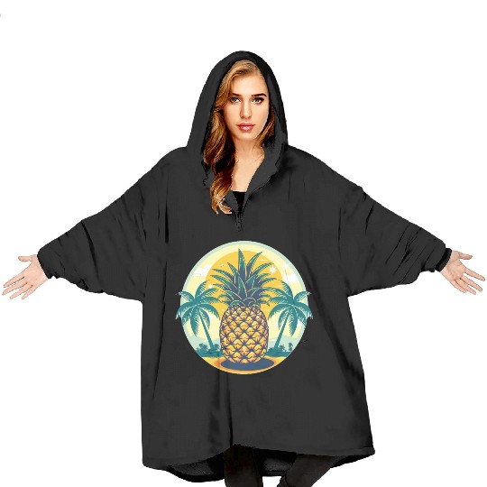 Classic Pineapple and Palm Trees Blanket Hoodies