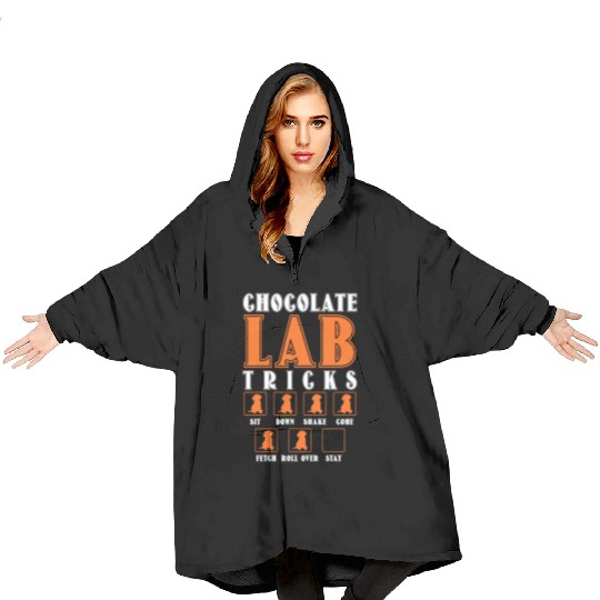 Brown Labrador CHOCOLATE LAB TRICKS Stubborn Blanket Hoodies
