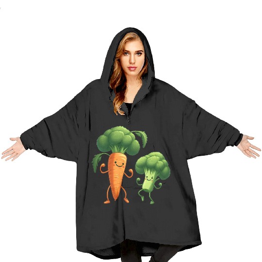 Carrot Dancing with Broccoli Blanket Hoodies