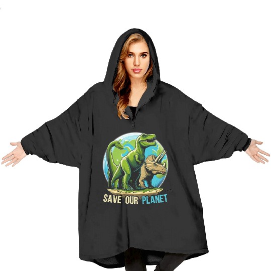 Save Our Planet Dinosaurs Kid Cute Earth Day Boys Blanket Hoodies