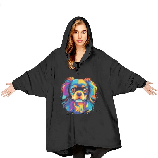 Watercolor Colorful Tibetan Spaniel Blanket Hoodies