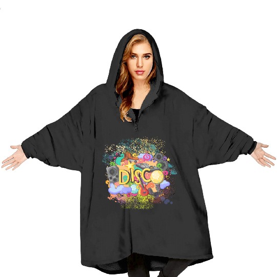 Vector Disco Theme Guitar Piano Song Drum Speaker Blanket Hoodies