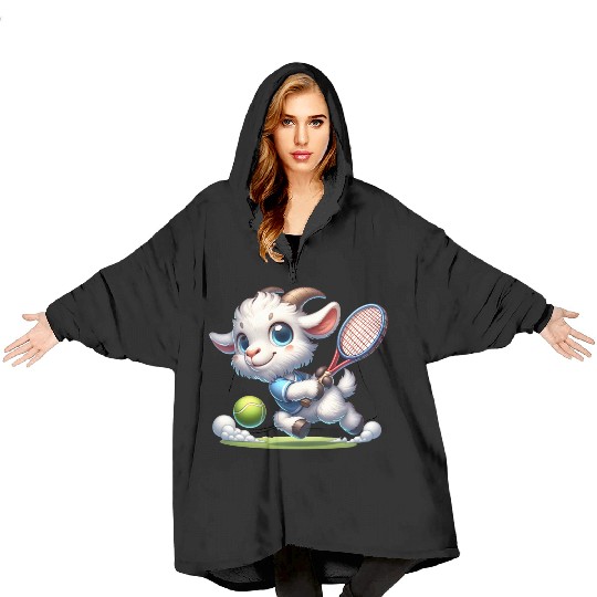 Goat Tennis Player Court Match Design Blanket Hoodies