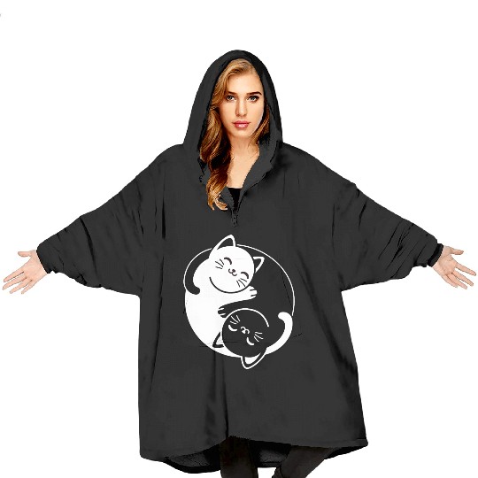 Yin and Yang Cats Blanket Hoodies