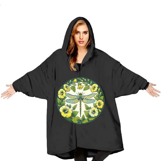 Green Dragonfly Blanket Hoodies