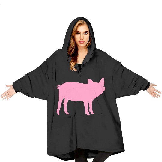Pig Silhouette I Love pigs pink piggy piglet Blanket Hoodies