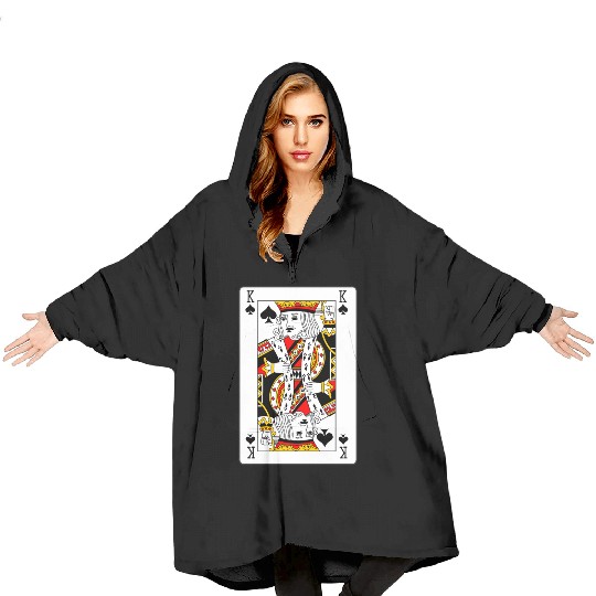 King of Spades Playing Card Blanket Hoodies