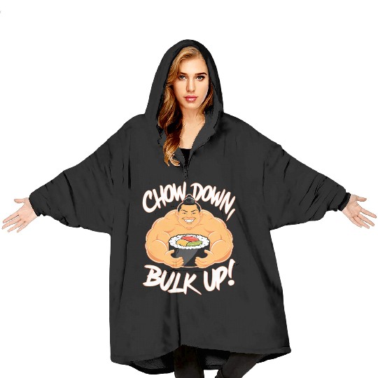 Sumo Wrestler Eating Sushi Blanket Hoodies