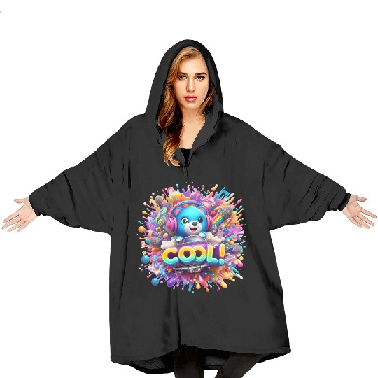 Cosmic Riffs: Splashes of Neon Hues - CooL! Blanket Hoodies