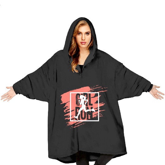 Running Girl Sporty Fitness. Blanket Hoodies