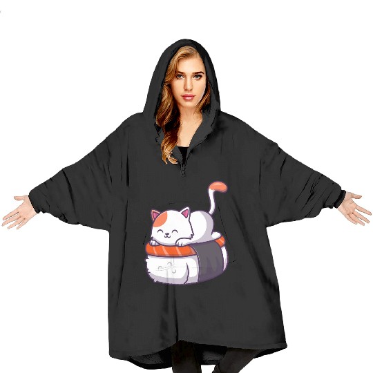 Sushi Cat Lover Japanese Kawaii Anime Neko Manga Blanket Hoodies