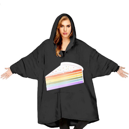 Piece of rainbow cake in delicate pastel colors Blanket Hoodies