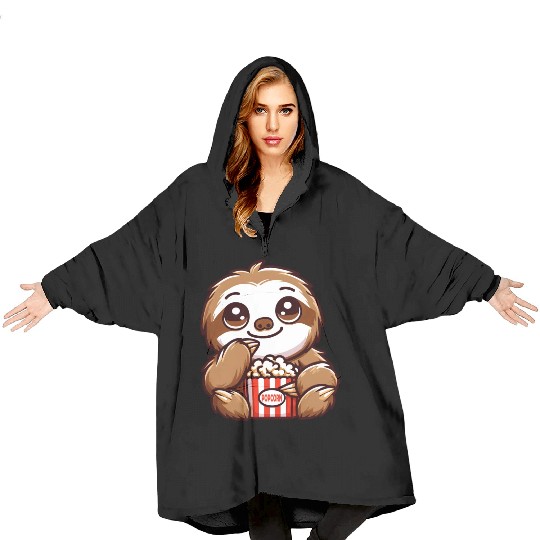 Sloth Film Critic Cinema Popcorn Lover Blanket Hoodies