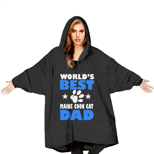 World's Best Maine Cat Dad Owner Lover Blanket Hoodies