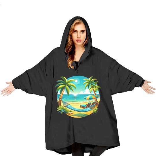 Paradise Beach Sunset Art Blanket Hoodies