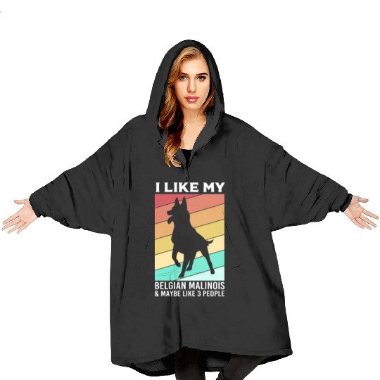 Retro Dog Silhouette I Like My Belgian Malinois Blanket Hoodies