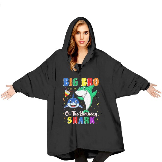 Big Bro Of The Shark Birthday Family Birthday Blanket Hoodies
