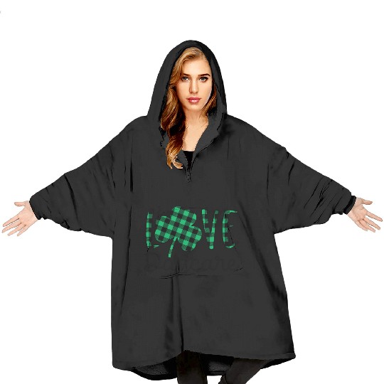 St Patricks Day Daycare Teacher Plaid Shamrock Blanket Hoodies