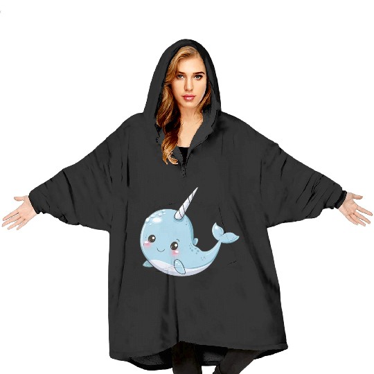 Adorable Narwhal Fantasy Encounter Blanket Hoodies