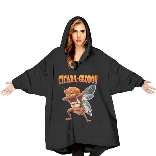Funny Dabbing Cicada 2024 Dab Blanket Hoodies
